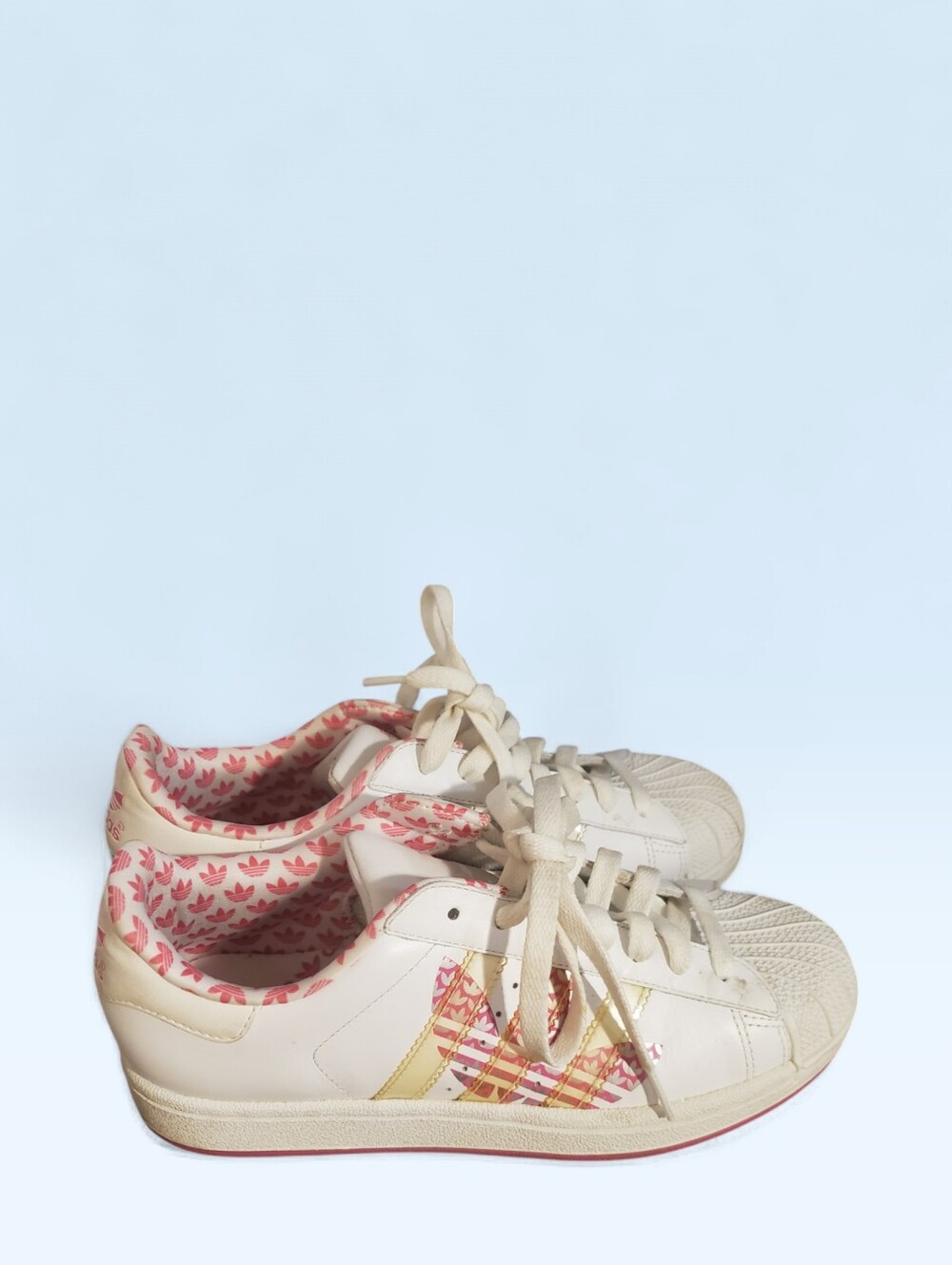 🌸 Adidas Superstar 2 Trefoil Print Pink Sneakers Sz 8 Y2K Vintage